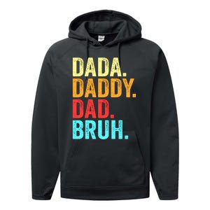 Dada Daddy Dad Bruh Fathers Day Groovy Funny Father Gifts Performance Fleece Hoodie