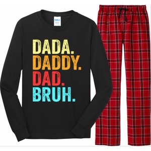 Dada Daddy Dad Bruh Fathers Day Groovy Funny Father Gifts Long Sleeve Pajama Set