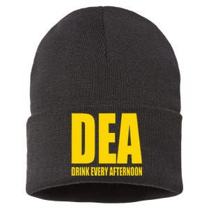 Dea Drink Every Afternoon Funny Drinking Parody Gift Sustainable Knit Beanie