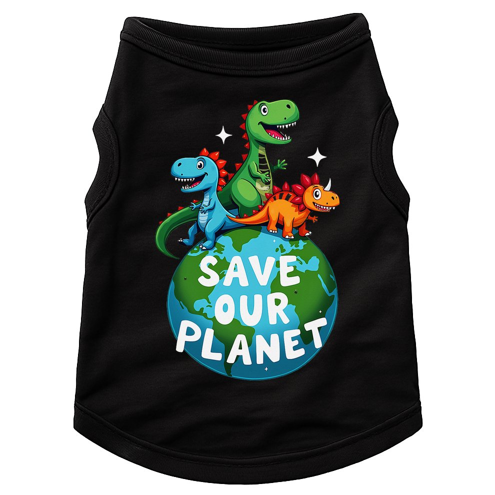 Determined Dino Earth Save Our Planet Doggie Tank