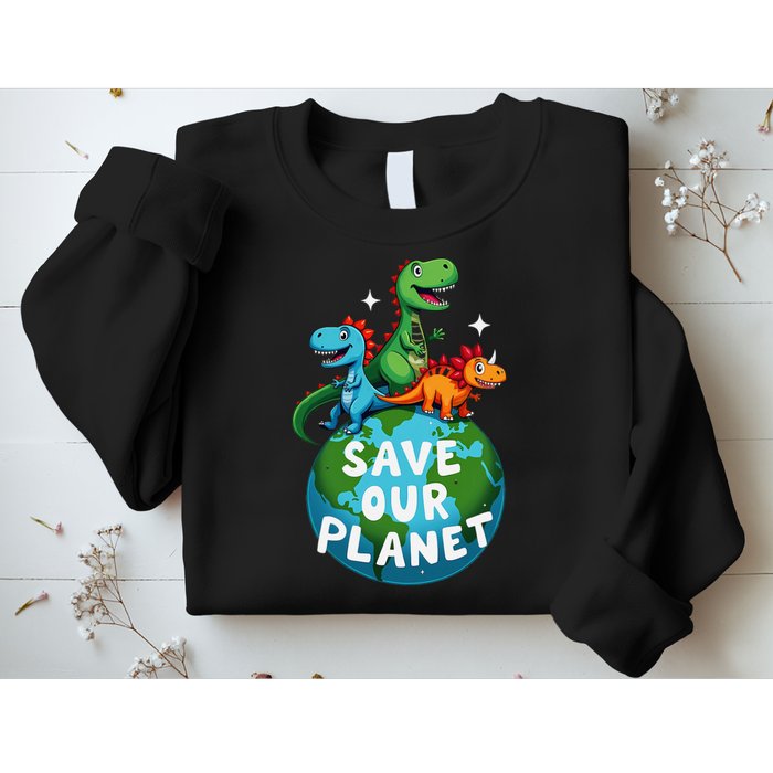 Determined Dino Earth Save Our Planet Sweatshirt