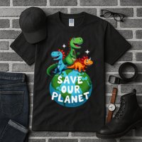 Determined Dino Earth Save Our Planet Tall T-Shirt