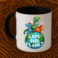 Determined Dino Earth Save Our Planet Mug