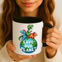 Determined Dino Earth Save Our Planet Mug