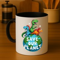 Determined Dino Earth Save Our Planet Mug