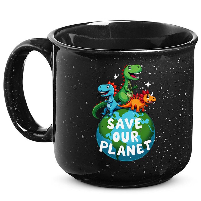 Determined Dino Earth Save Our Planet 15oz Campfire Ceramic Mug