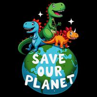 Determined Dino Earth Save Our Planet 16 in Basic Backpack