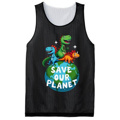 Determined Dino Earth Save Our Planet Mesh Reversible Basketball Jersey Tank