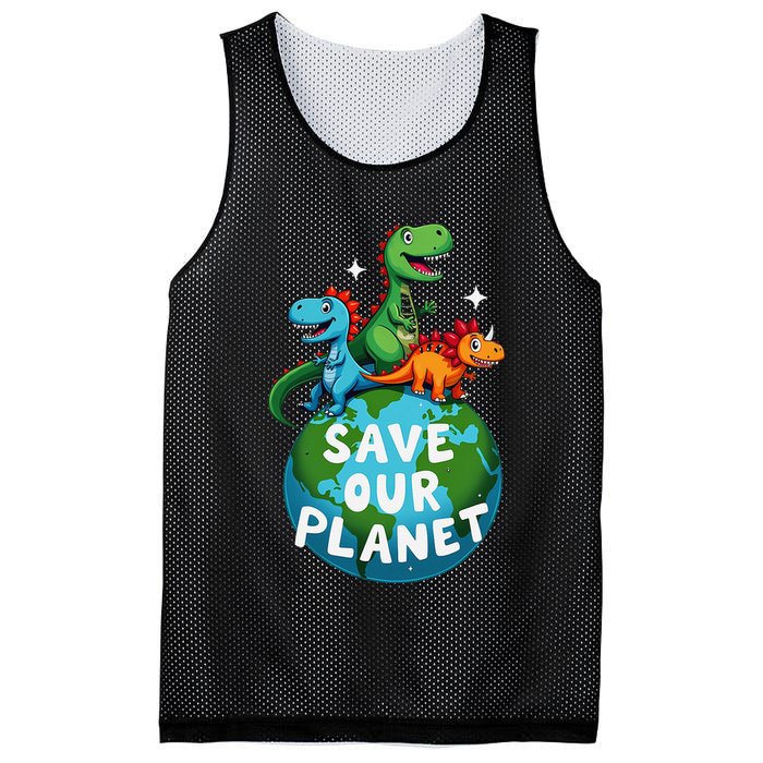 Determined Dino Earth Save Our Planet Mesh Reversible Basketball Jersey Tank
