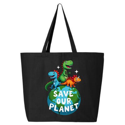 Determined Dino Earth Save Our Planet 25L Jumbo Tote