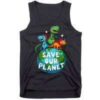 Determined Dino Earth Save Our Planet Tank Top
