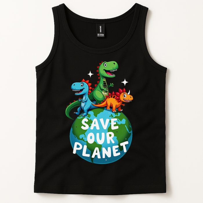 Determined Dino Earth Save Our Planet Tank Top