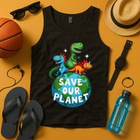 Determined Dino Earth Save Our Planet Tank Top