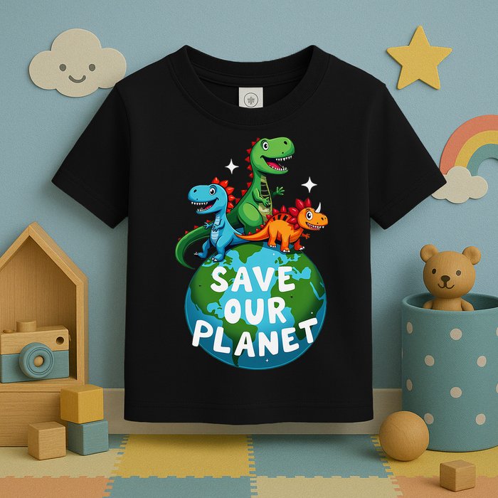 Determined Dino Earth Save Our Planet Toddler T-Shirt