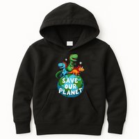 Determined Dino Earth Save Our Planet Kids Hoodie