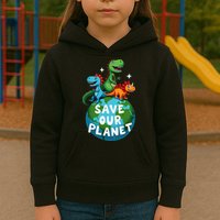 Determined Dino Earth Save Our Planet Kids Hoodie