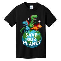 Determined Dino Earth Save Our Planet Kids T-Shirt
