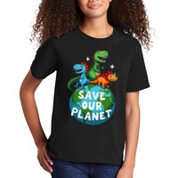Determined Dino Earth Save Our Planet Kids T-Shirt