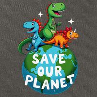 Determined Dino Earth Save Our Planet Cotton Canvas Backpack