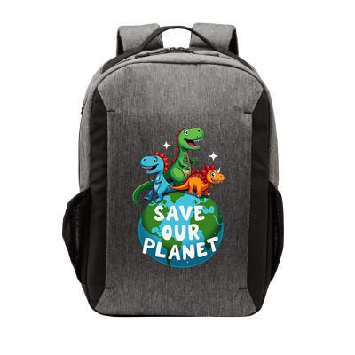 Determined Dino Earth Save Our Planet Vector Backpack