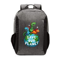 Determined Dino Earth Save Our Planet Vector Backpack