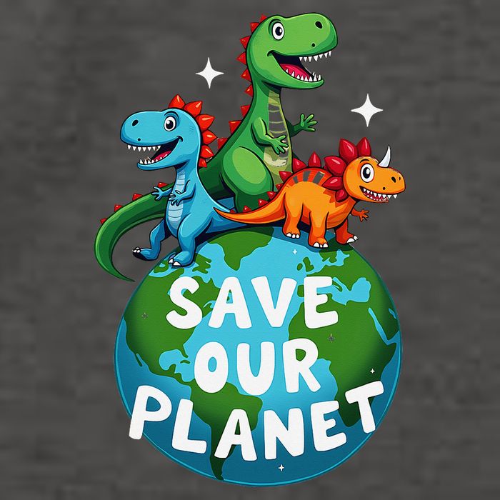 Determined Dino Earth Save Our Planet Vector Backpack