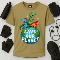 Determined Dino Earth Save Our Planet Cooling Performance Crew T-Shirt