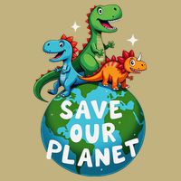 Determined Dino Earth Save Our Planet Cooling Performance Crew T-Shirt
