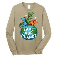 Determined Dino Earth Save Our Planet Long Sleeve Shirt