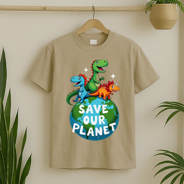 Determined Dino Earth Save Our Planet T-Shirt