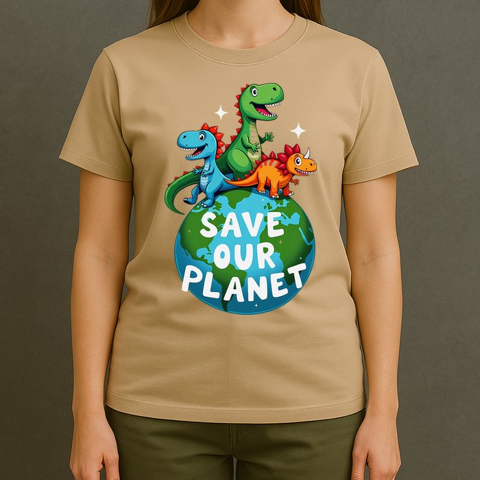 Determined Dino Earth Save Our Planet T-Shirt