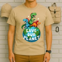 Determined Dino Earth Save Our Planet T-Shirt