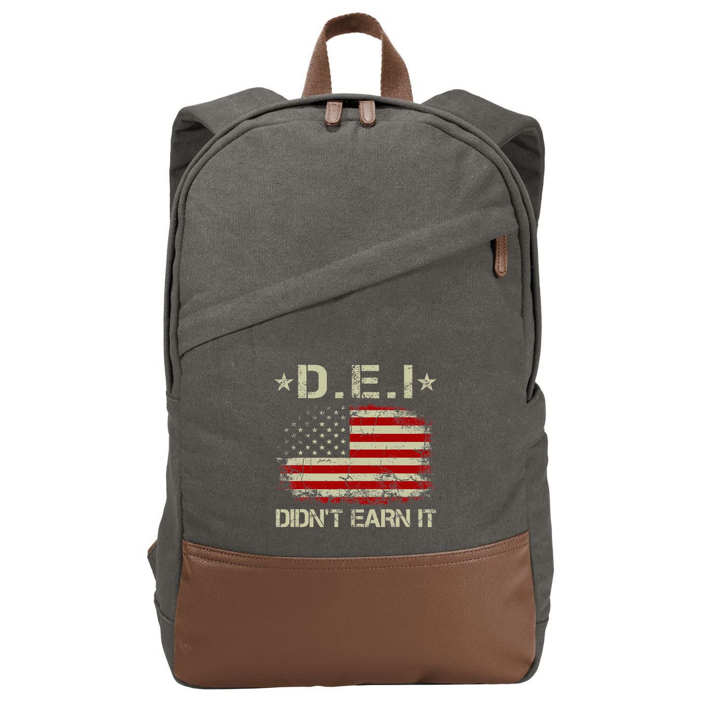 Dei DidnT Earn It Funny Humor Cotton Canvas Backpack