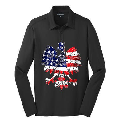 Dyngus Day Easter Polish Eagle American Flag Poland Usa Cute Gift Silk Touch Performance Long Sleeve Polo