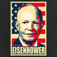 Dwight D. Eisenhower Propaganda Poster 7 Panel Mesh Trucker Snapback Hat