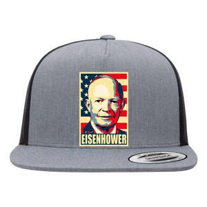 Dwight D. Eisenhower Propaganda Poster Flat Bill Trucker Hat