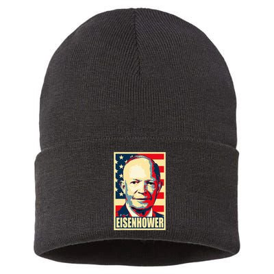 Dwight D. Eisenhower Propaganda Poster Sustainable Knit Beanie