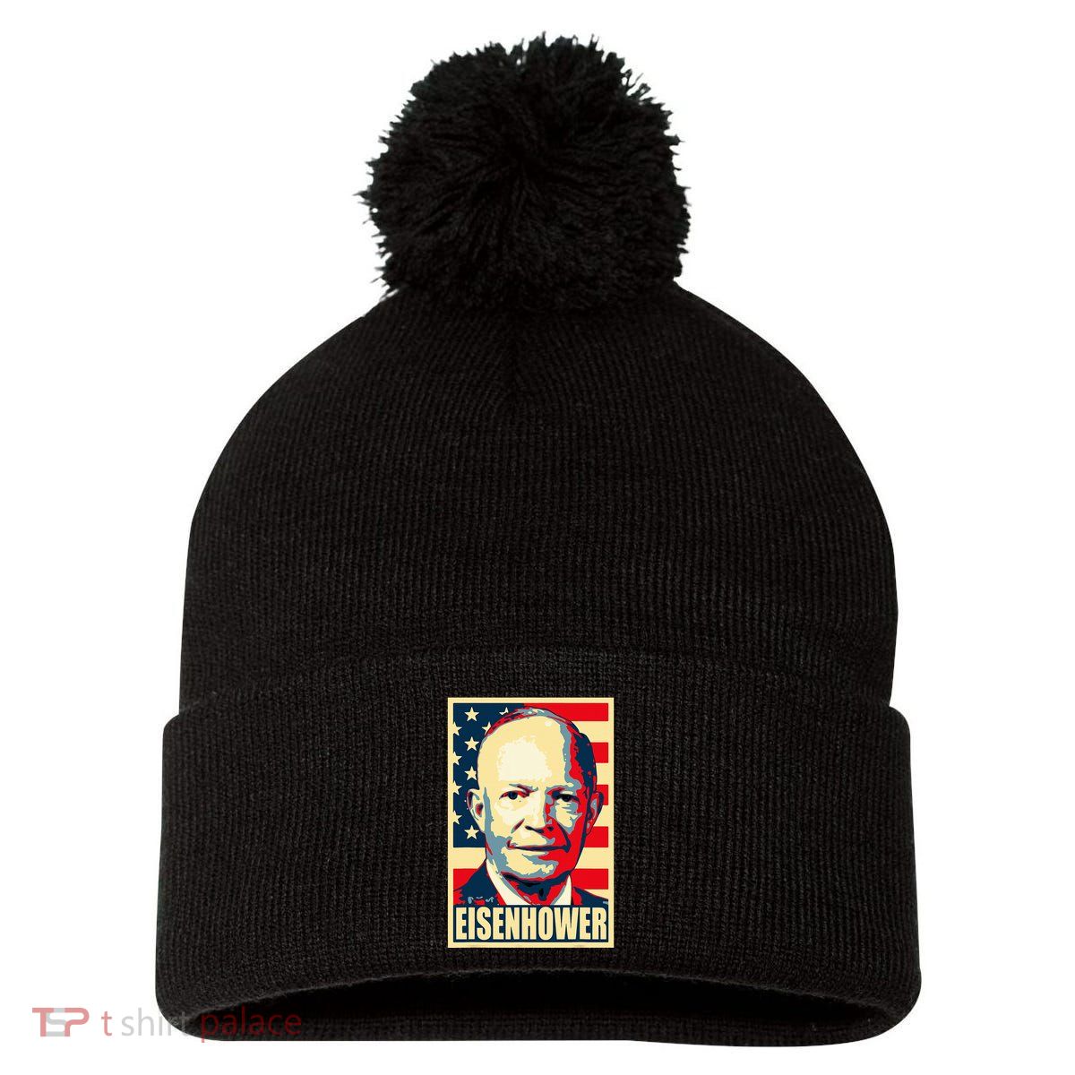 Dwight D. Eisenhower Propaganda Poster Pom Pom 12in Knit Beanie