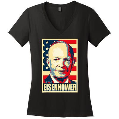 Dwight D. Eisenhower Propaganda Poster Women's V-Neck T-Shirt