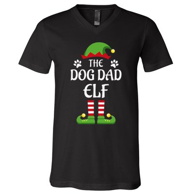 Dog Dad Elf Family Matching Group Christmas V-Neck T-Shirt