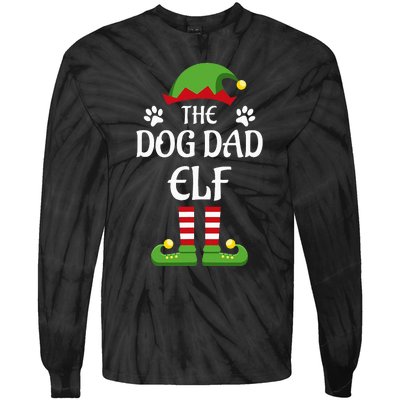 Dog Dad Elf Family Matching Group Christmas Tie-Dye Long Sleeve Shirt