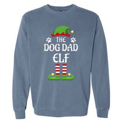 Dog Dad Elf Family Matching Group Christmas Garment-Dyed Sweatshirt