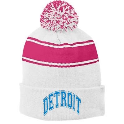 Detroit Stripe Pom Pom Beanie