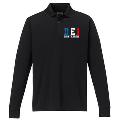 Dei DidnT Earn It Funny Performance Long Sleeve Polo