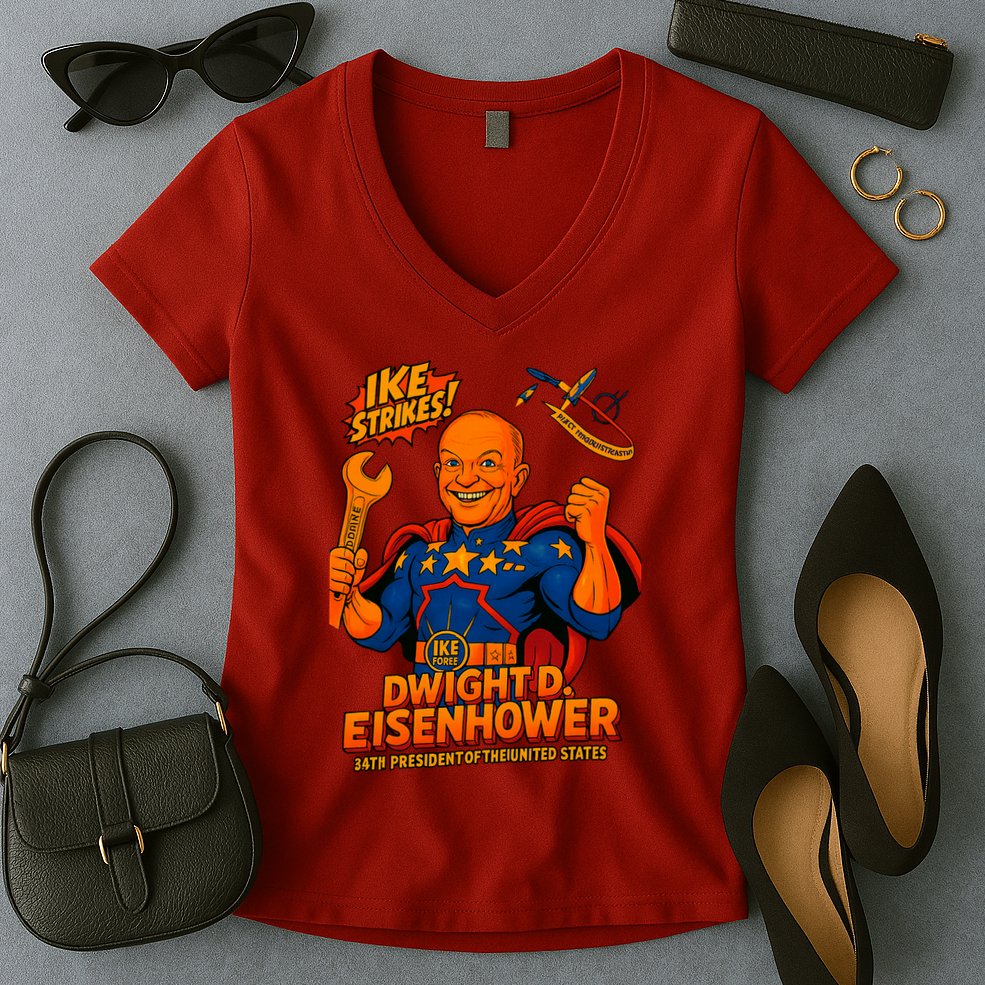Dwight D. Eisenhower The Presidential Chronicles Women's V-Neck T-Shirt