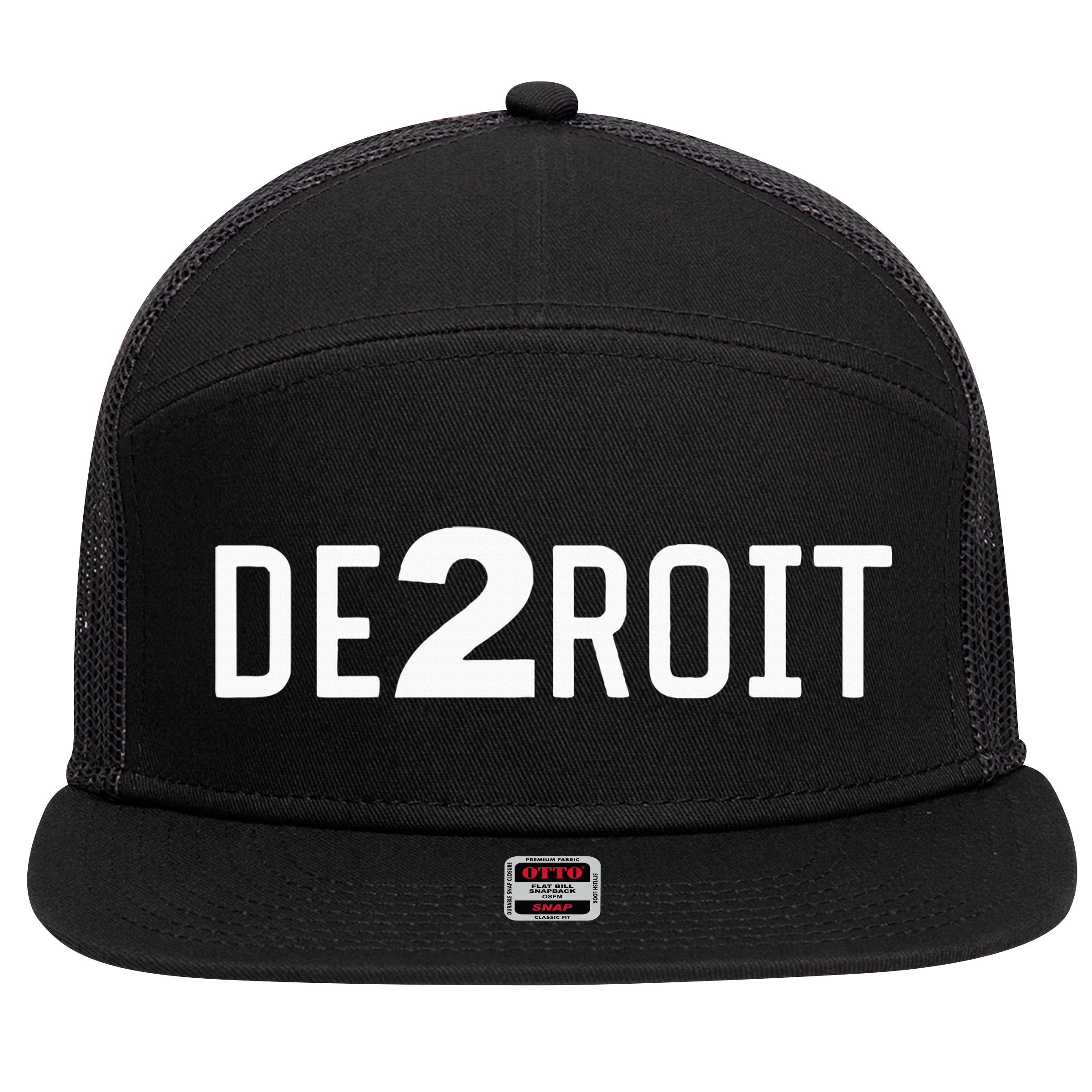 De2roit 7 Panel Mesh Trucker Snapback Hat