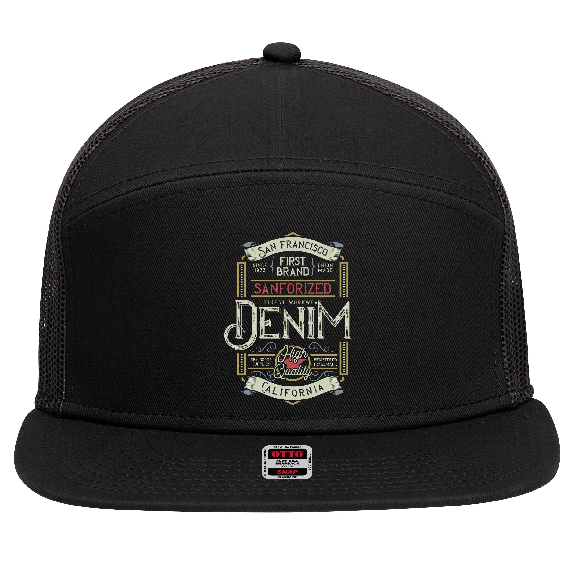 Denim 7 Panel Mesh Trucker Snapback Hat