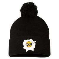 Dab Dabbing Egg Funny Fried Egg Pom Pom 12in Knit Beanie