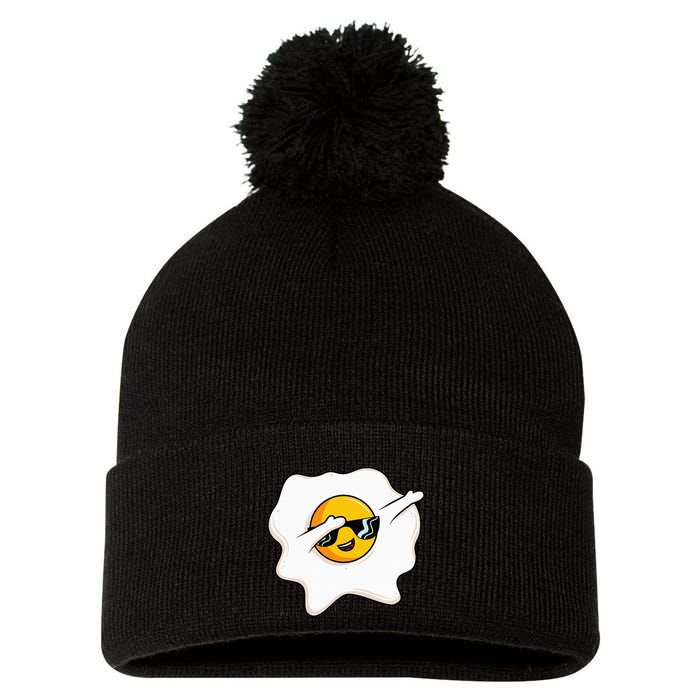Dab Dabbing Egg Funny Fried Egg Pom Pom 12in Knit Beanie