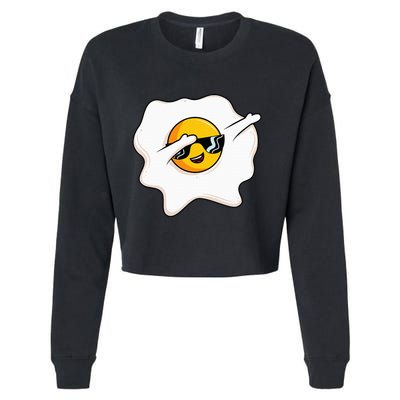 Dab Dabbing Egg Funny Fried Egg Cropped Pullover Crew